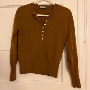 Everlane Cashmere Henley in Golden Brown
